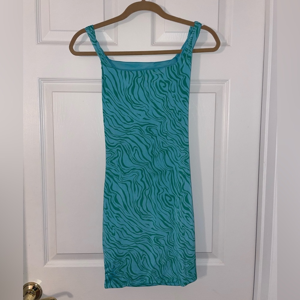 Blue and green zebra print dress - Picture 2 of 2